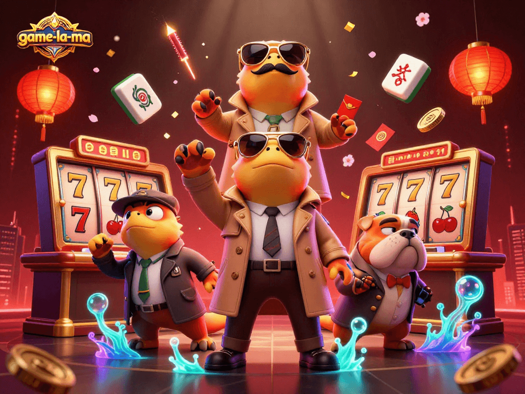 game-la-ma invites players to engage with vibrant slot action featuring dynamic cartoon raptors and festive decor