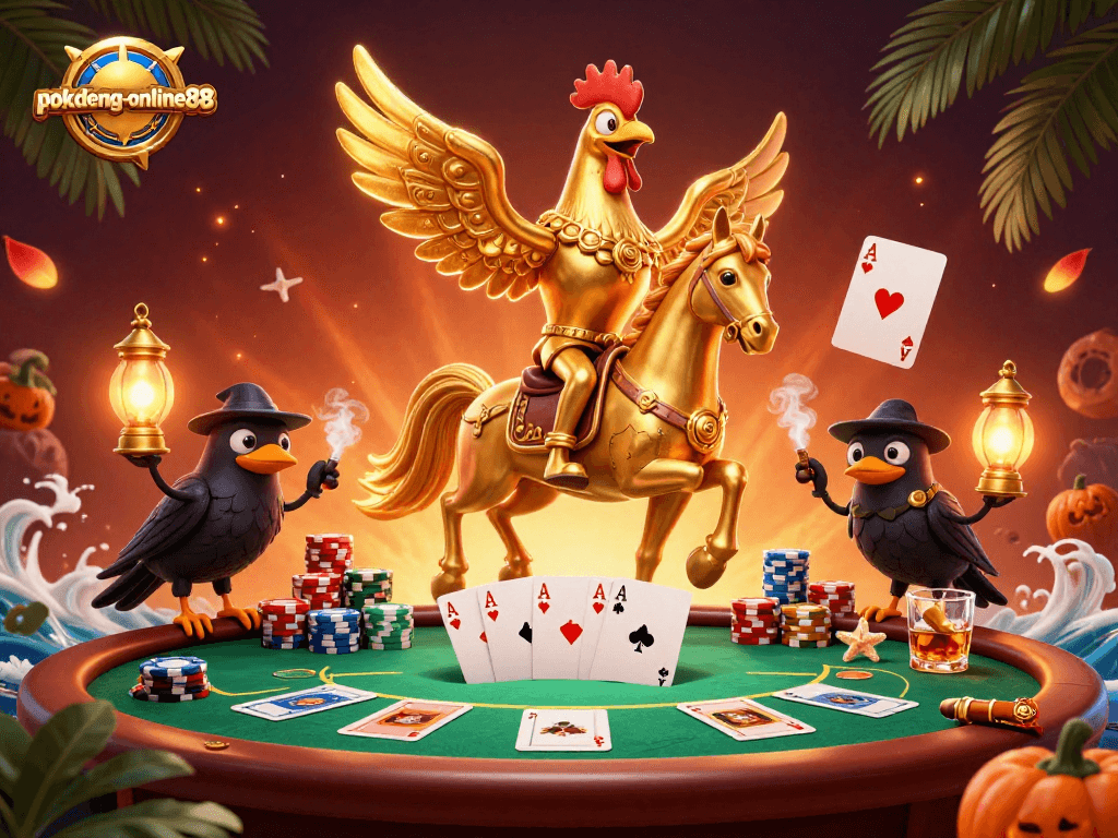 Engage in thrilling gameplay at pokdeng-online88 with dynamic poker action surrounded by vibrant casino elements.