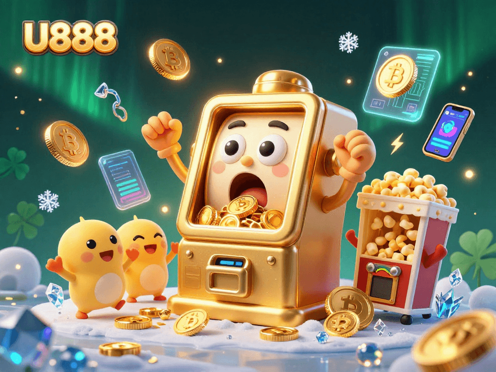 Experience stunning wins at U888 with dynamic gaming visuals and cheerful characters celebrating jackpots.