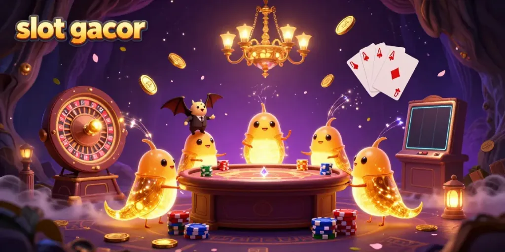 Experience thrilling gameplay with slot gacor at this enchanting cave casino illuminated by glowing creatures.