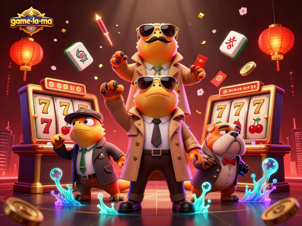 game-la-ma invites players to engage with vibrant slot action featuring dynamic cartoon raptors and festive decor