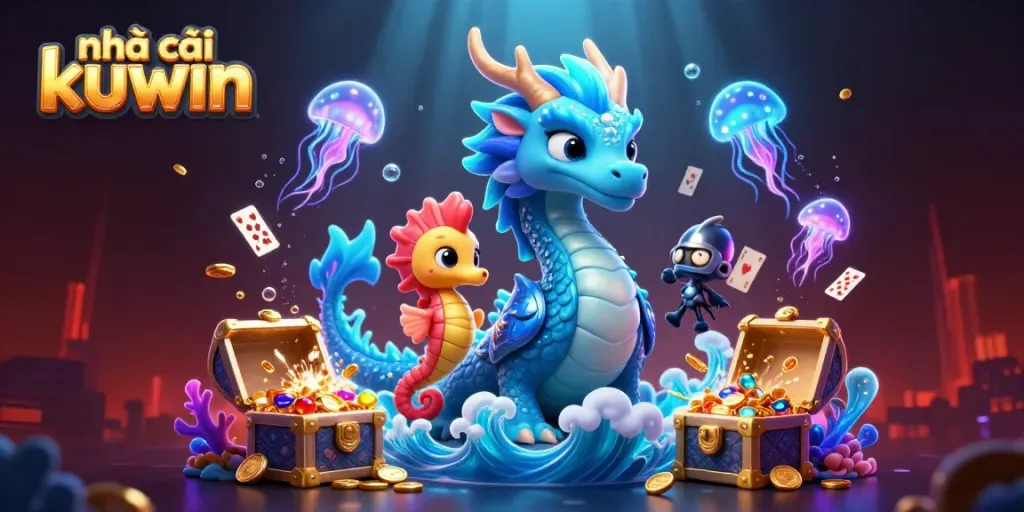 Experience thrilling games at nhà cái kuwin with vibrant dragons and magical underwater treasures.