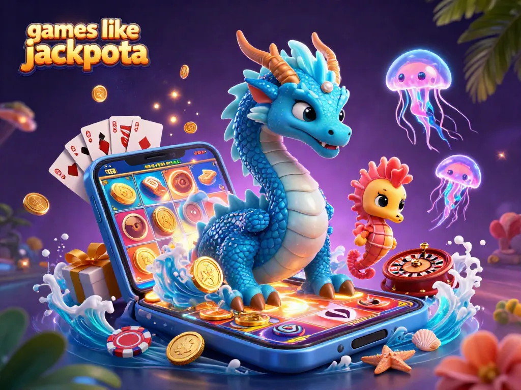 Engage with games like Jackpota, featuring vibrant casino themes, slots, and characters.