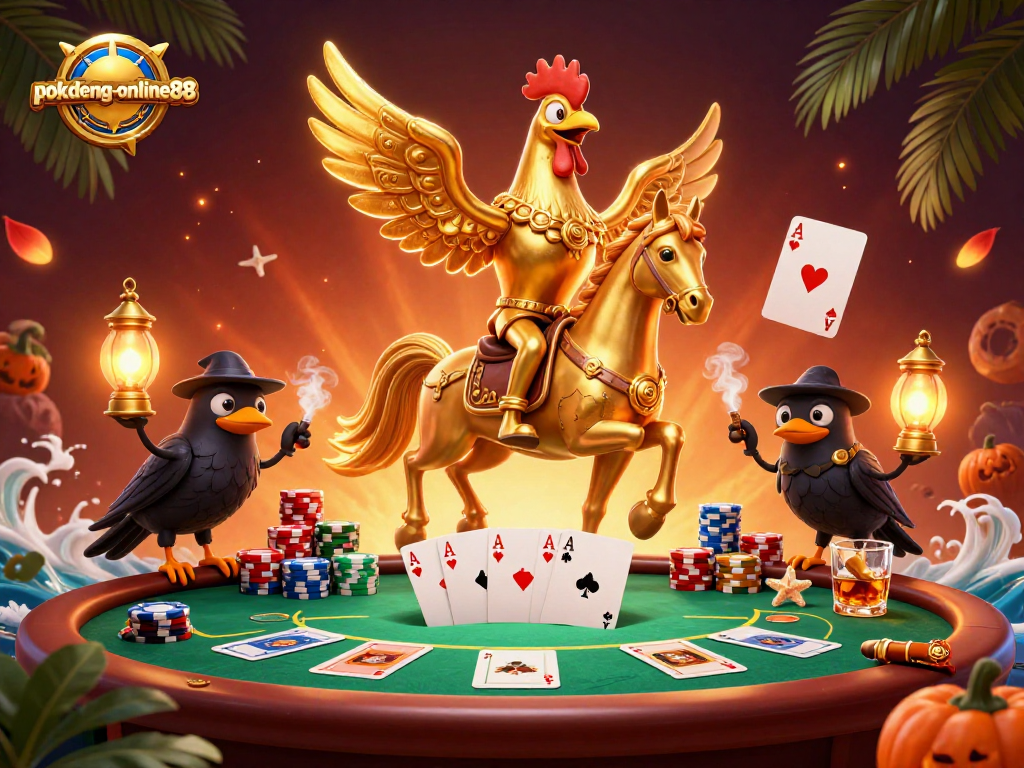 Engage in thrilling gameplay at pokdeng-online88 with dynamic poker action surrounded by vibrant casino elements.