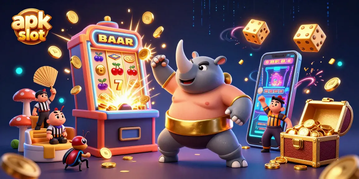 Permainan apk slot yang menarik dengan karakter unik dalam suasana kasino yang penuh keceriaan.