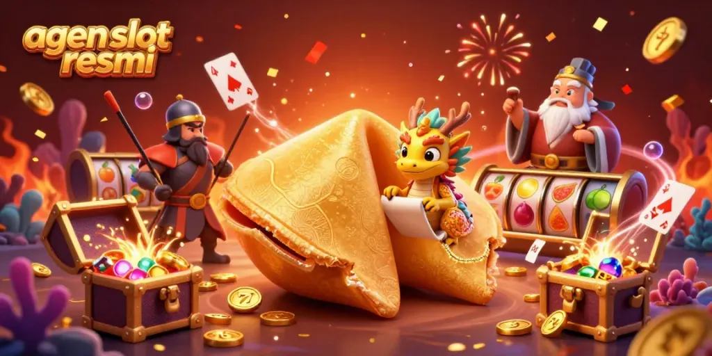 Slot gacor terbaru dengan agen slot resmi, menampilkan simbol keberuntungan dan sensasi permainan casino.
