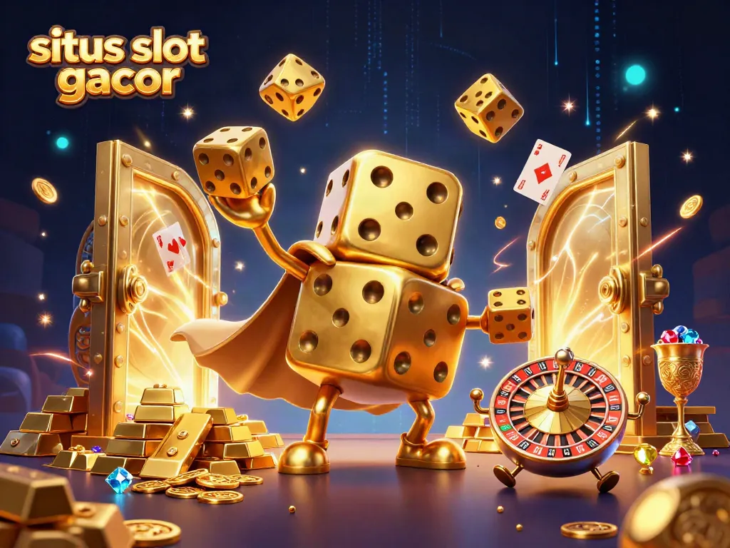 Menggandakan kemenangan di situs slot gacor, ilustrasi kasino 3D yang memukau dengan elemen kasino yang beragam.