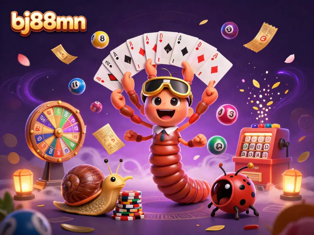 Experience the excitement of bj88mn with a colorful lottery scene featuring vibrant characters and game elements.
