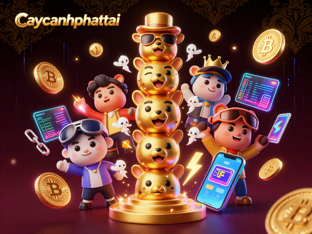Experience the vibrant energy of caycanhphattai with 3D casino elements in a digital illustration.