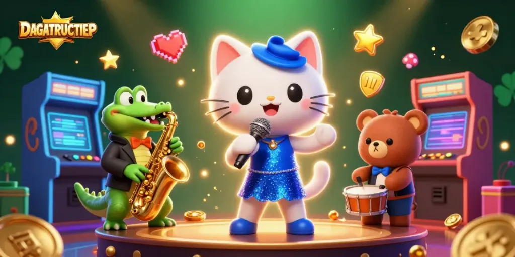 DAGATRUCTIEP highlights an exciting jazz-themed casino scene with vibrant characters and game elements.