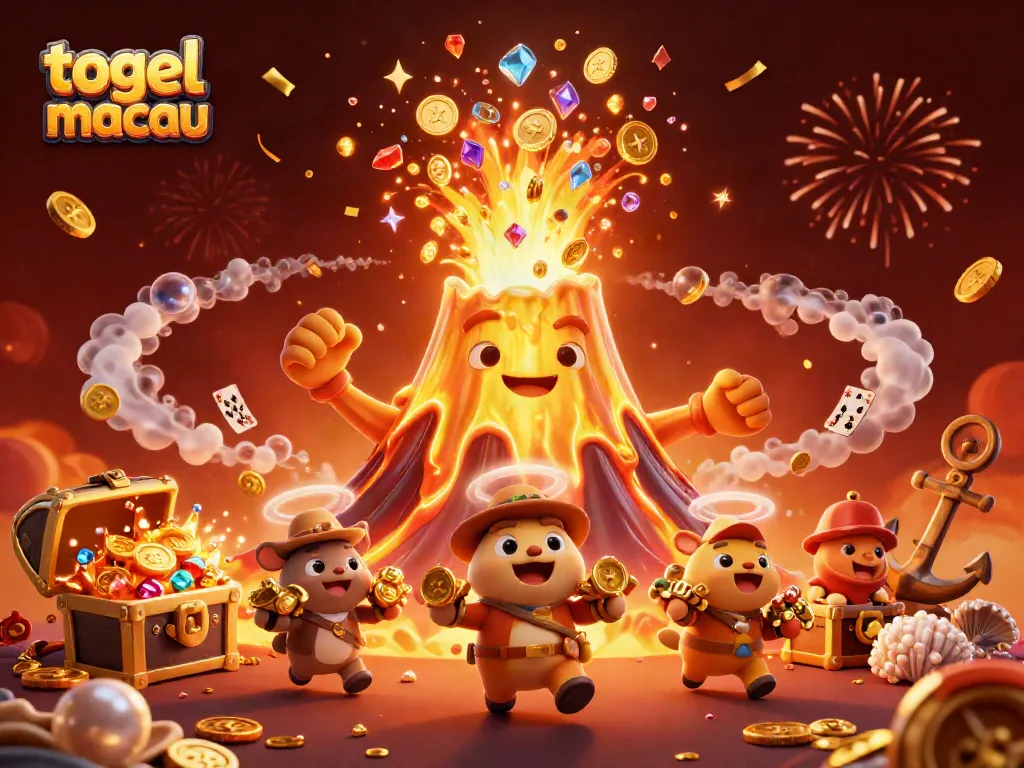Engage in thrilling togel macau action with this lively illustration showcasing treasure and winning excitement.