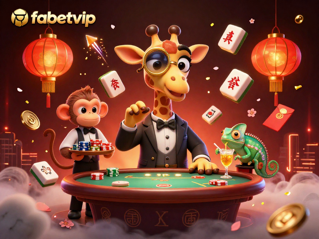 Experience the vibrant world of fabetvip, where high-rollers enjoy table games in a festive casino scene