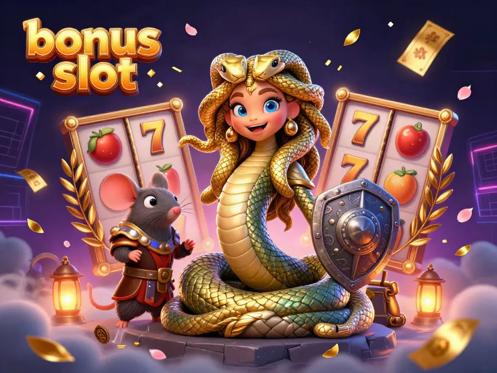 Engage with thrilling slot games and bonuses in this vibrant bonus slot illustration.