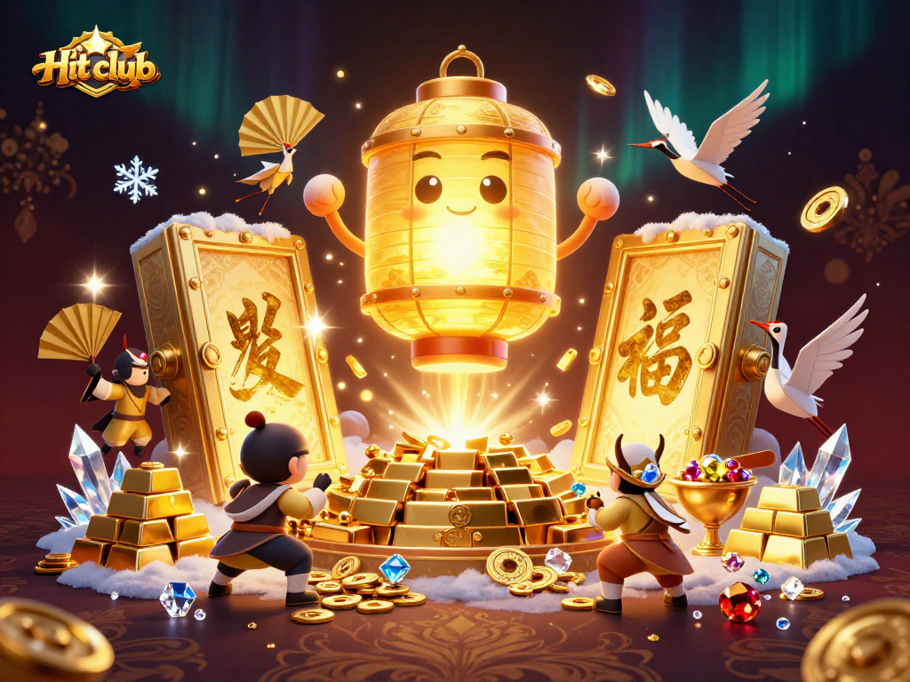 Engage in thrilling gaming experiences at Hit club, featuring vibrant golden lanterns and treasure galore.