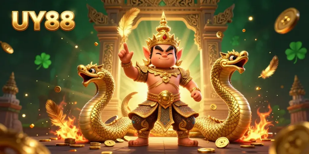 Experience UY88 with the Thai guardian and enchanting Naga amidst dynamic casino action.