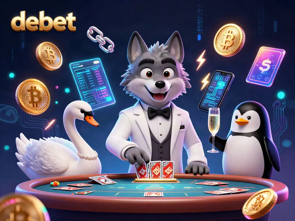Enjoy thrilling baccarat at debet with a flamboyant wolf, elegant swan dealer, and penguin sommelier.