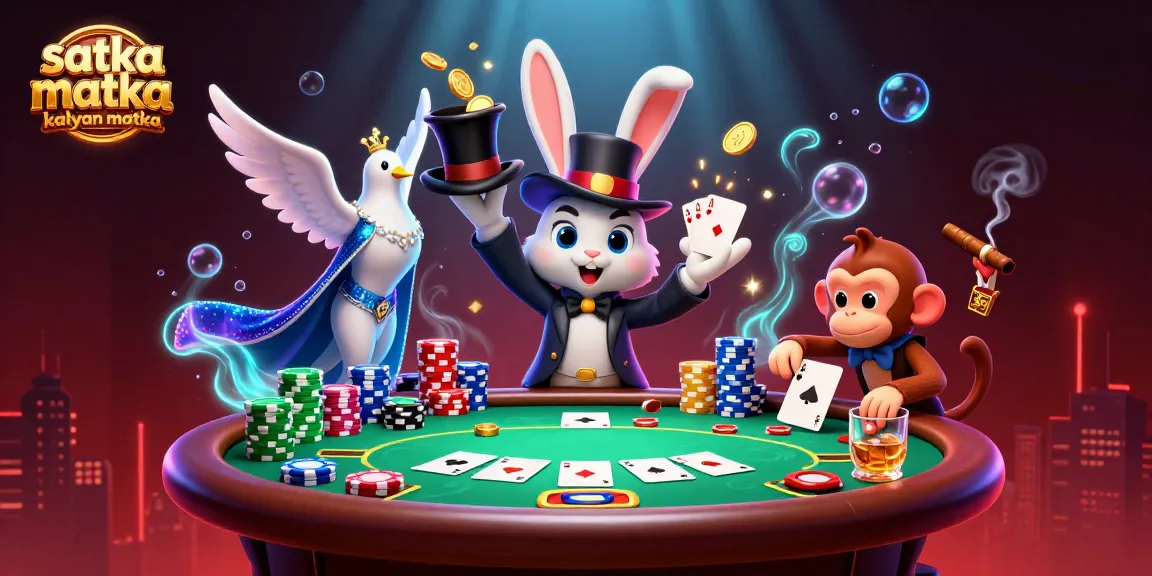 Engaging satka matka kalyan matka scene with lively characters, poker table, and dynamic casino elements.