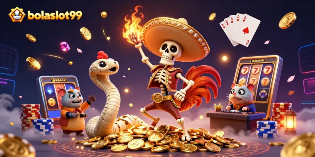 Experience the thrill of bolaslot99 with vibrant 3D casino characters celebrating wins!