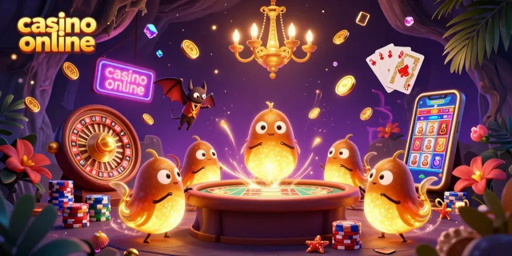 Menangkan permainan di kasino online dengan tim glowworms bercahaya di kasino gua.