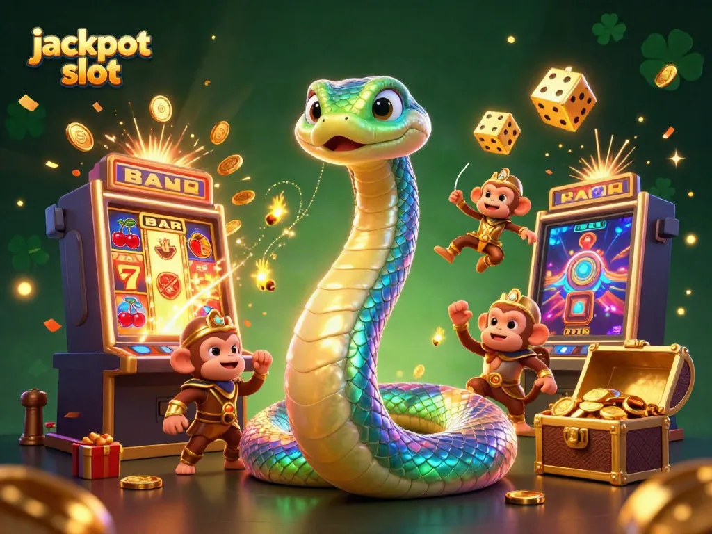 Experience excitement with jackpot slot explosions of coins and colorful symbols in this vibrant casino illustration.