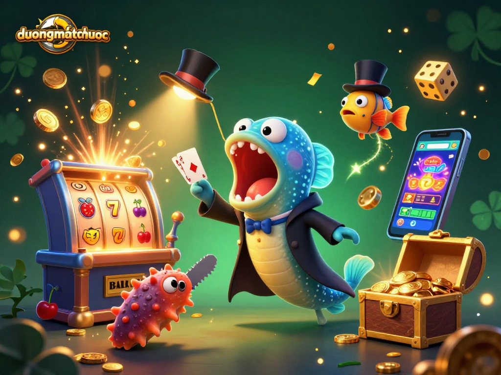 Engage in exciting gameplay with duongmatchuoc showcased through vibrant casino elements and colorful characters.