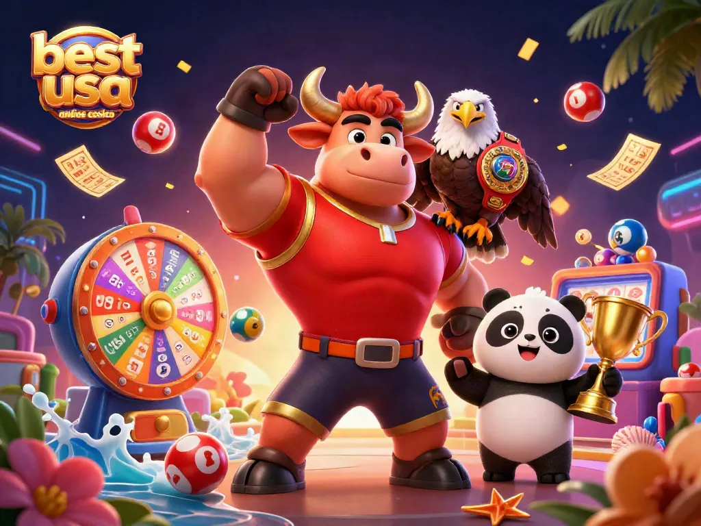 Play at the best usa online casino with excitement and winnings in a vibrant 3D scene.