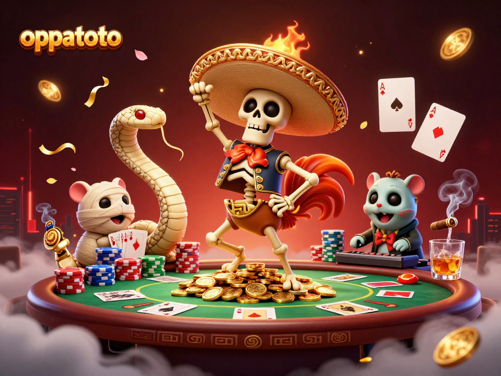 Engage with oppatoto's exciting gaming scene featuring dynamic characters and vibrant casino elements.