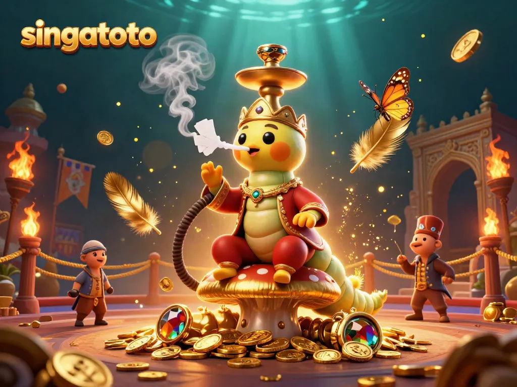 Engage with singatoto's vibrant gaming world featuring a magical caterpillar and a poker-themed scene.
