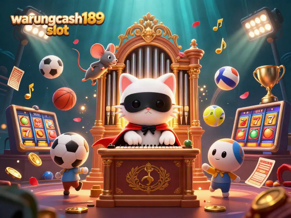 Experience the excitement at warungcash189 slot with a vibrant casino-themed scene filled with dynamic gaming elements.