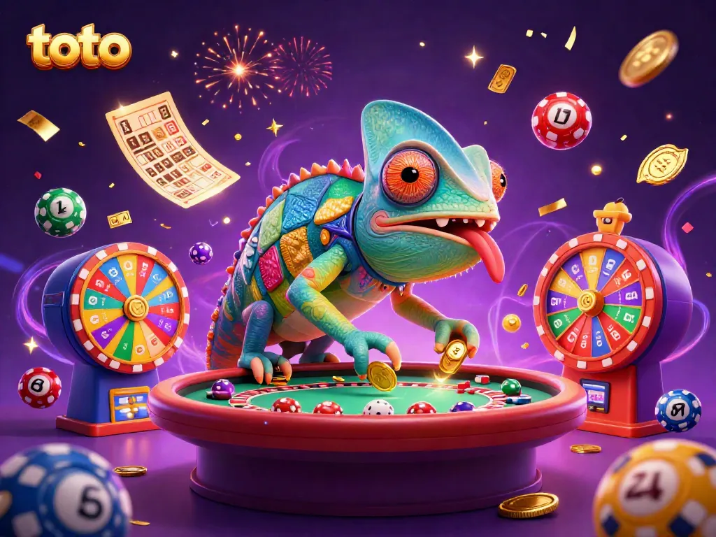 Engage with the vibrant scene of the chameleon casino owner collecting coins in a lively casino environment with toto.