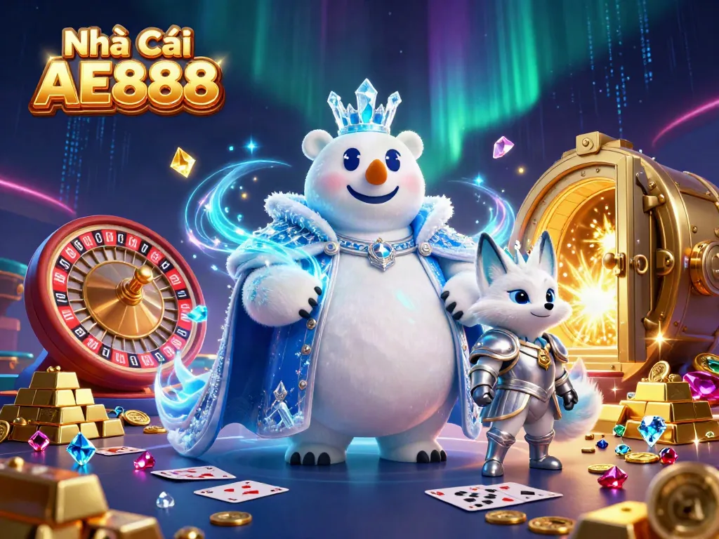 Experience thrilling live casino action with Nhà Cái AE888 featuring a dazzling roulette wheel and stunning characters.