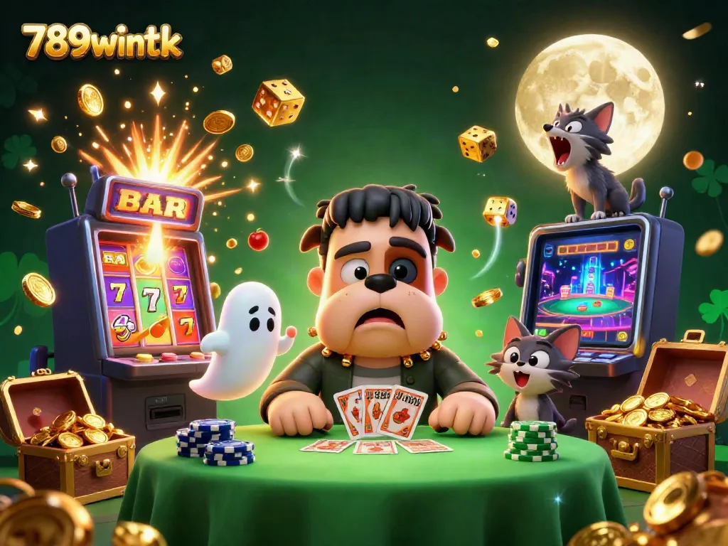 Experience thrilling gaming at 789wintk with a unique 3D illustration of exciting casino characters.