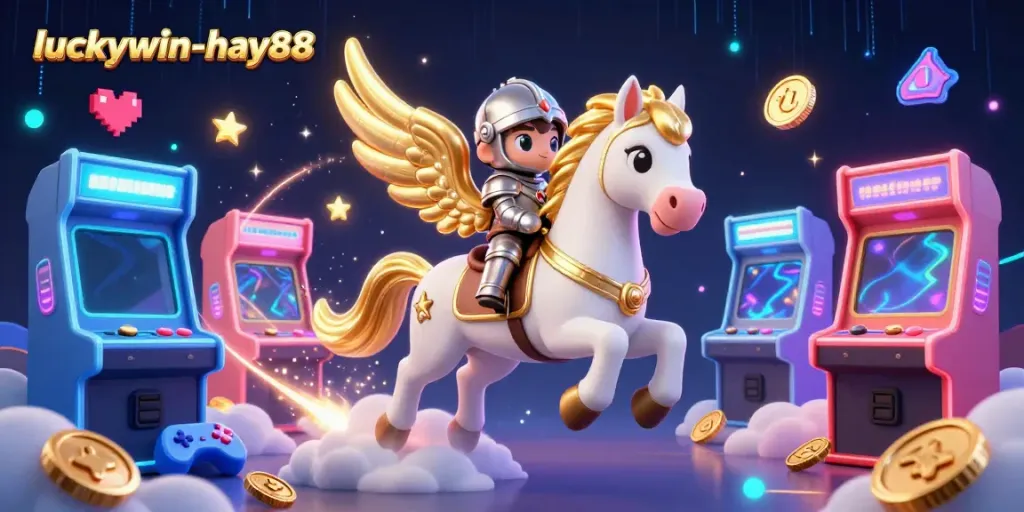 Experience thrilling moments at luckywin-hay88 with a vibrant gaming adventure featuring a celestial horse and exciting game elements.