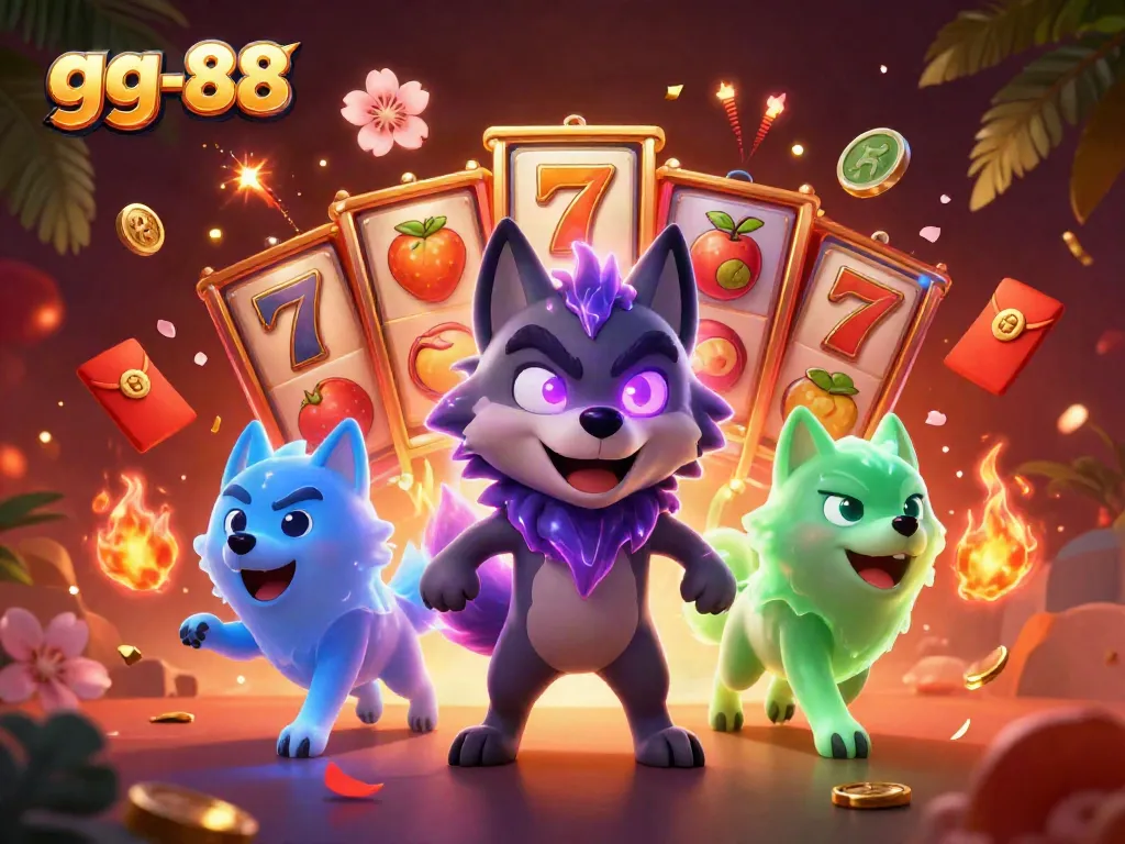Engage with the excitement of gg-88 as vibrant slot reels and glowing characters bring casino action to life.
