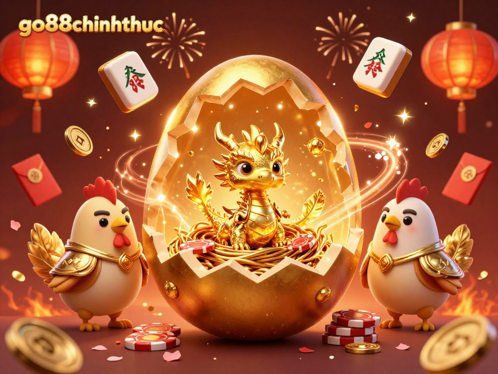 Engage with go88chinhthuc's festive atmosphere featuring gold dragon and poker elements.
