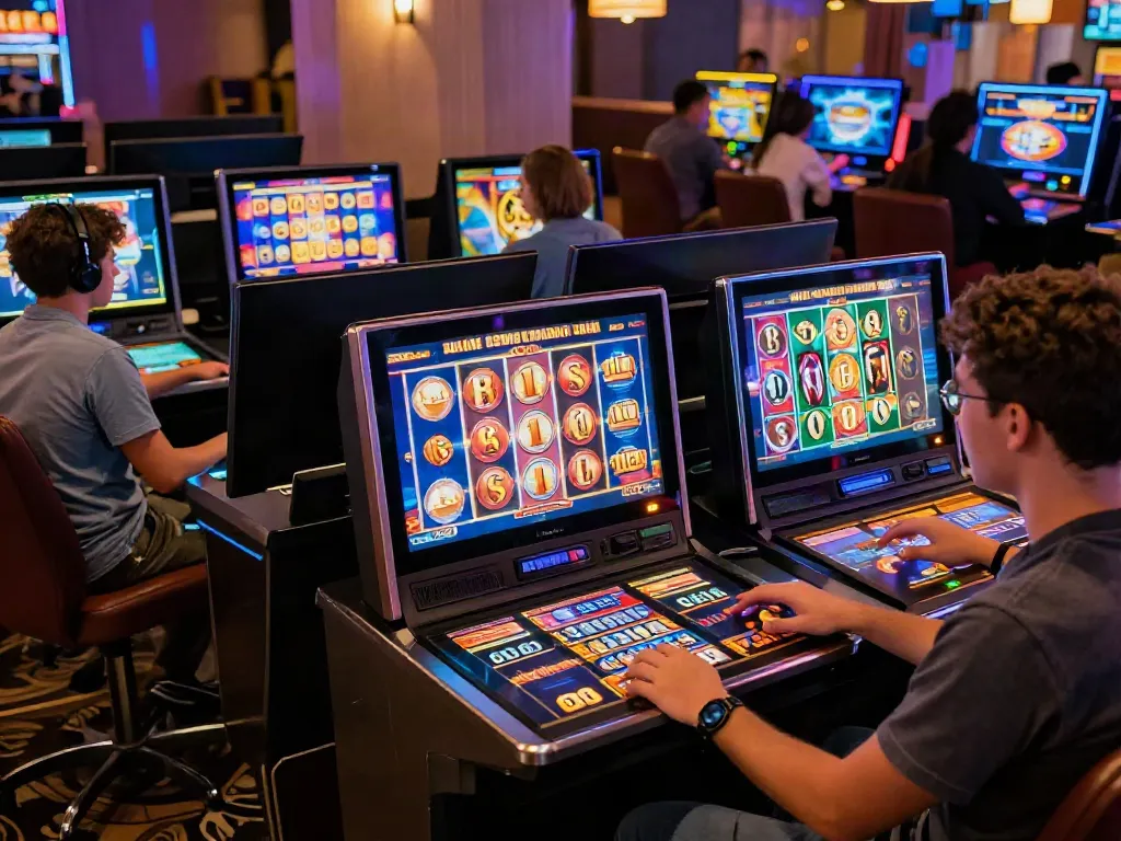 Exciting gaming scene showcasing players enjoying link poka88 online slots with vibrant animations.