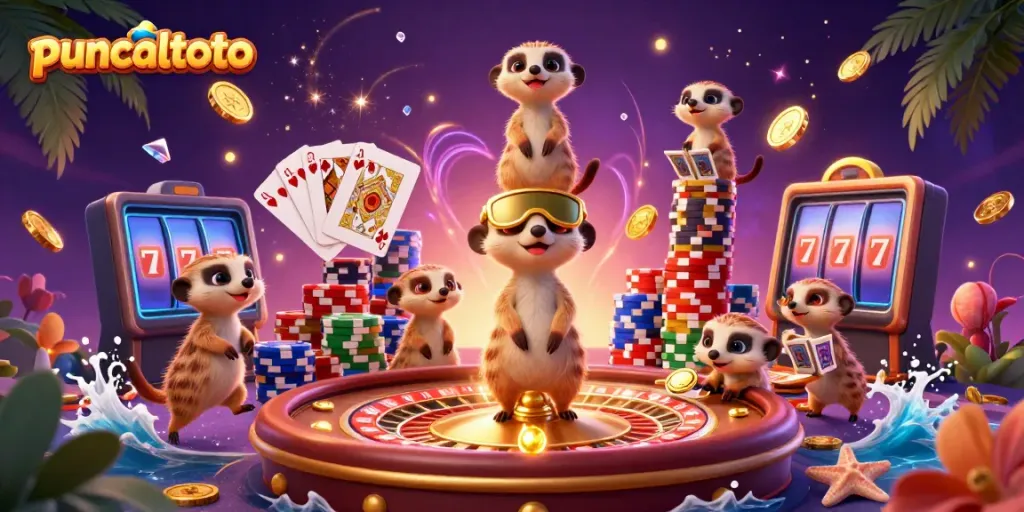 Puncaktoto menghadirkan keseruan dengan koloni meerkat menjalankan operasi kasino mewah dengan detail menarik.