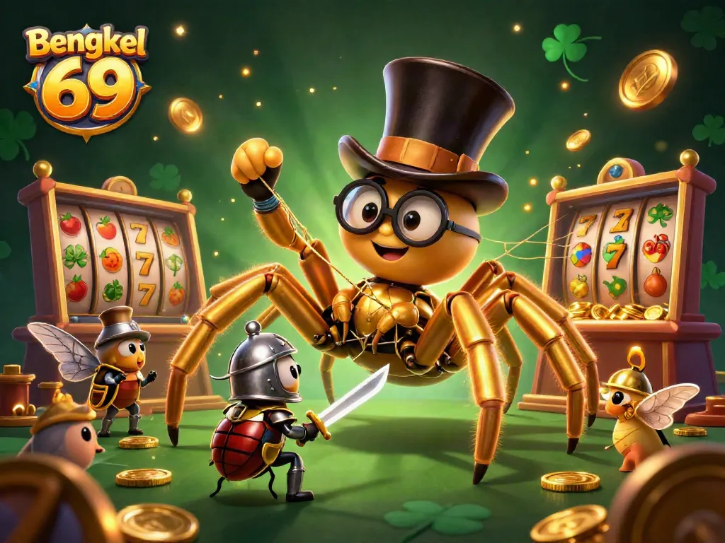 Engage with Bengkel 69's gaming excitement, featuring vibrant slots and whimsical characters.