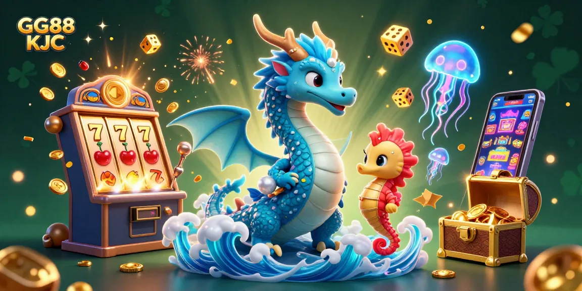 Experience the excitement of GG88 KJC with vibrant casino elements and enchanting ocean characters.