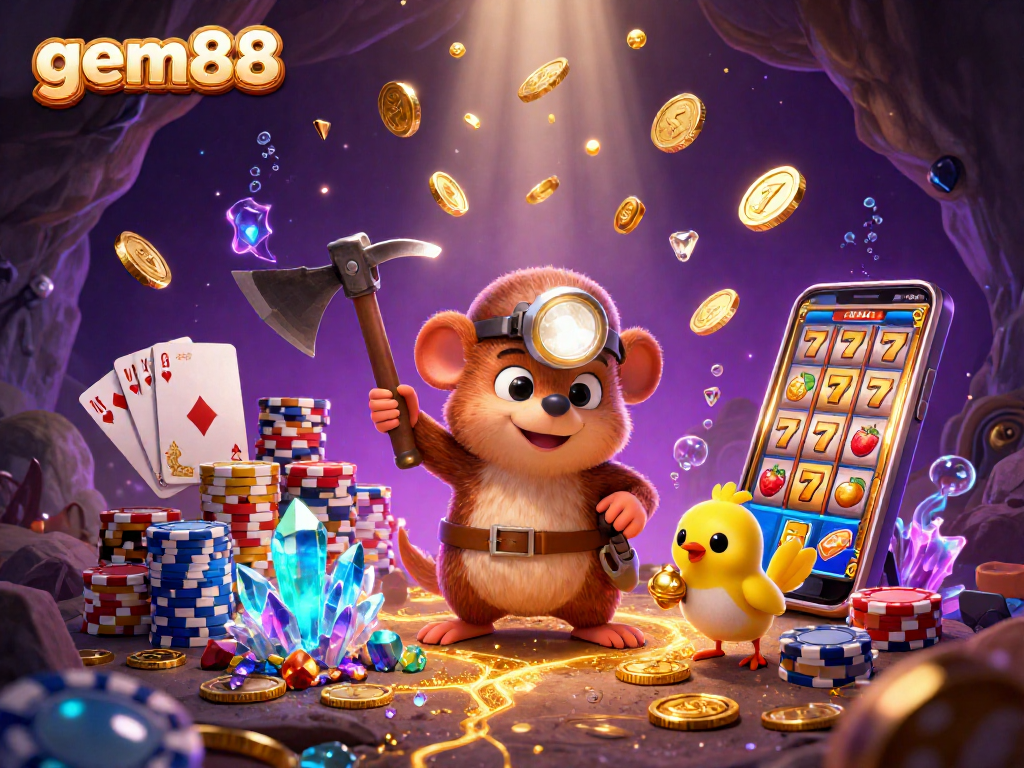Engage in exciting gaming adventures with the gem88 treasure hunter mole exploring a vibrant casino.