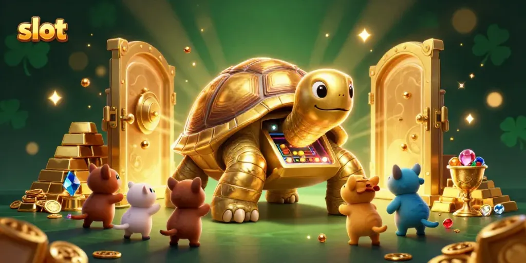 Slot permainan yang menyenangkan dengan karakter kura-kura dan koin emas, menarik banyak penjudi.