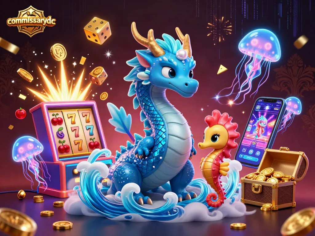 Engage in exciting gaming experiences with commissarydc's vibrant casino-themed illustration on rich backgrounds.