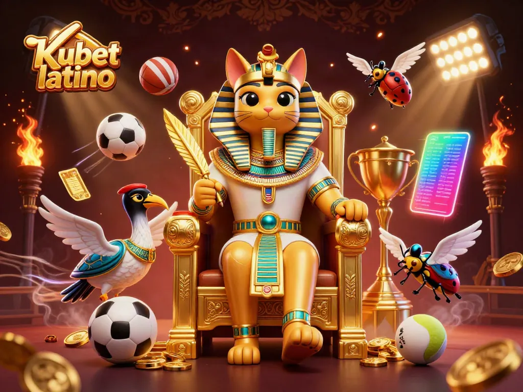Kubet latino cat-themed casino illustration with vibrant sports betting elements.
